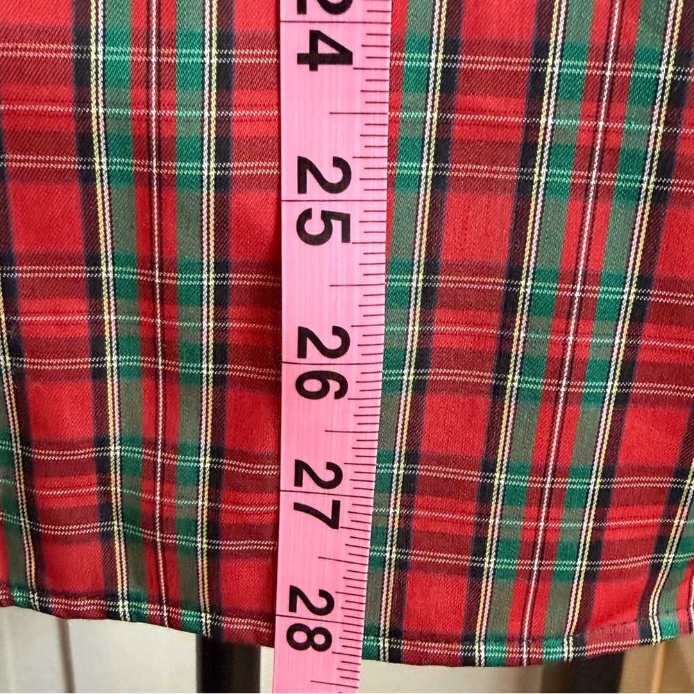 Foxcroft NYC Red Green Tartan Plaid Shirt 14 Wrinkle Free Holiday‎ - Picture 5 of 11